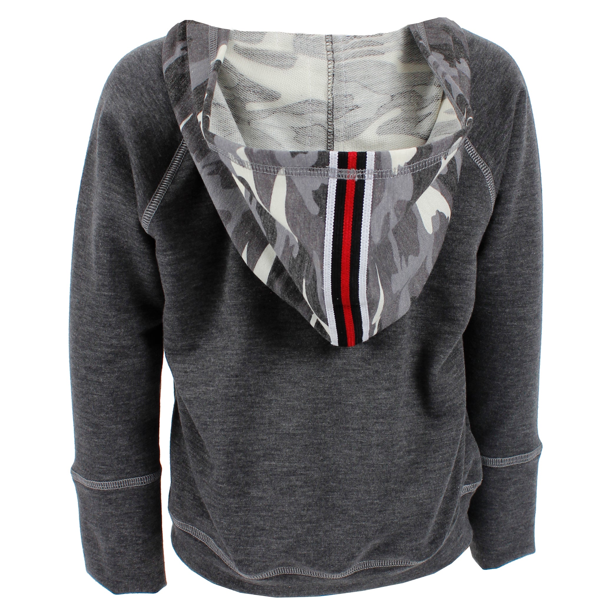 Solid Sweatshirt with Camo Hood and Stripe - Denny's
