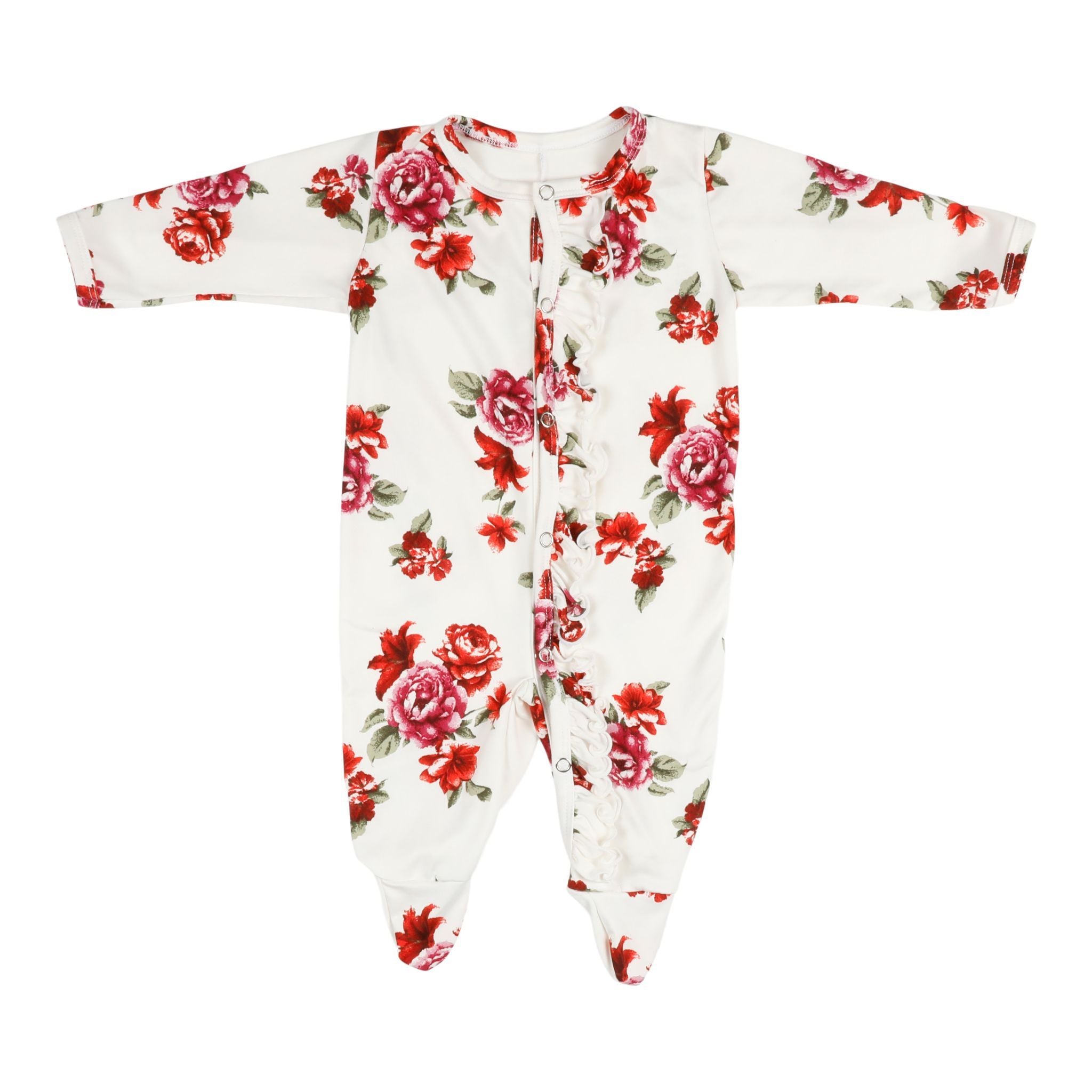 Ivory Floral Ruffle Footie - Denny's