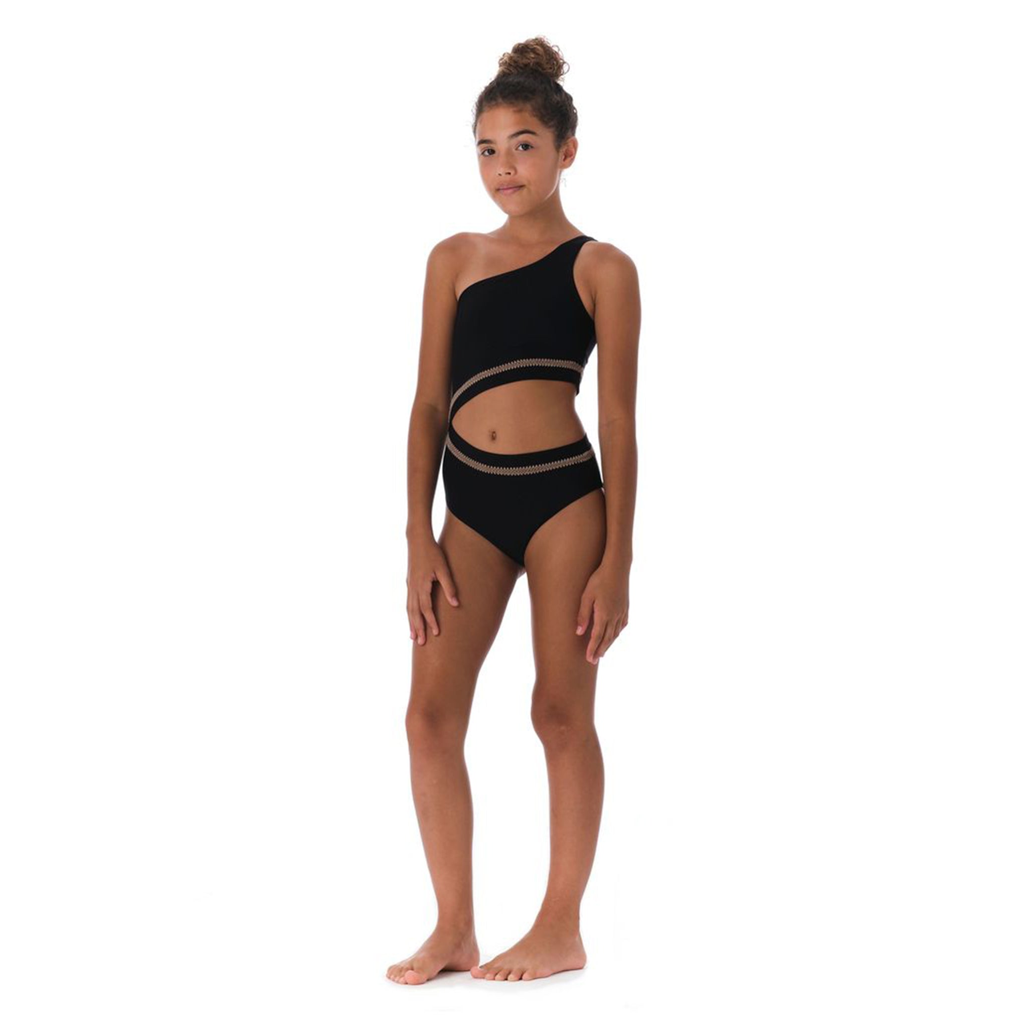 1pc Gold Trim Cut Out Bathingsuit - Denny's