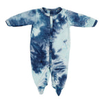Aqua & Navy Tie Dye Footie - Denny's