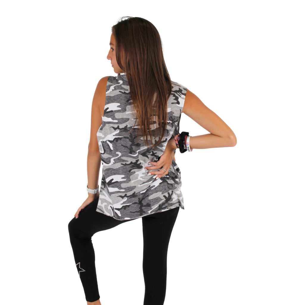 Camo Mucsle Tank with Neon Glitter Stars - Denny's