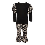Cheetah Ruffle Shoulder Tee and Bell Pant Set - Denny's