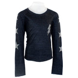 Long Sleeve Top with Silver Lightning Bolt Stars on Sleeve - Denny's