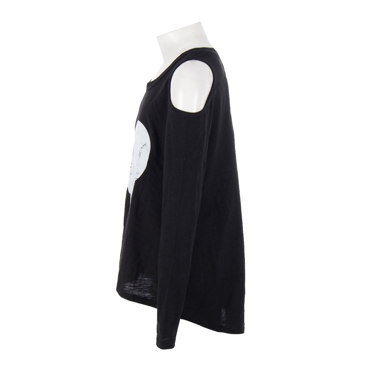 Long Sleeve Cold Shoulder Top with White Heart - Denny's