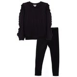 2pc Ruffle Sweatshirt & Glitter Legging Set - Denny's