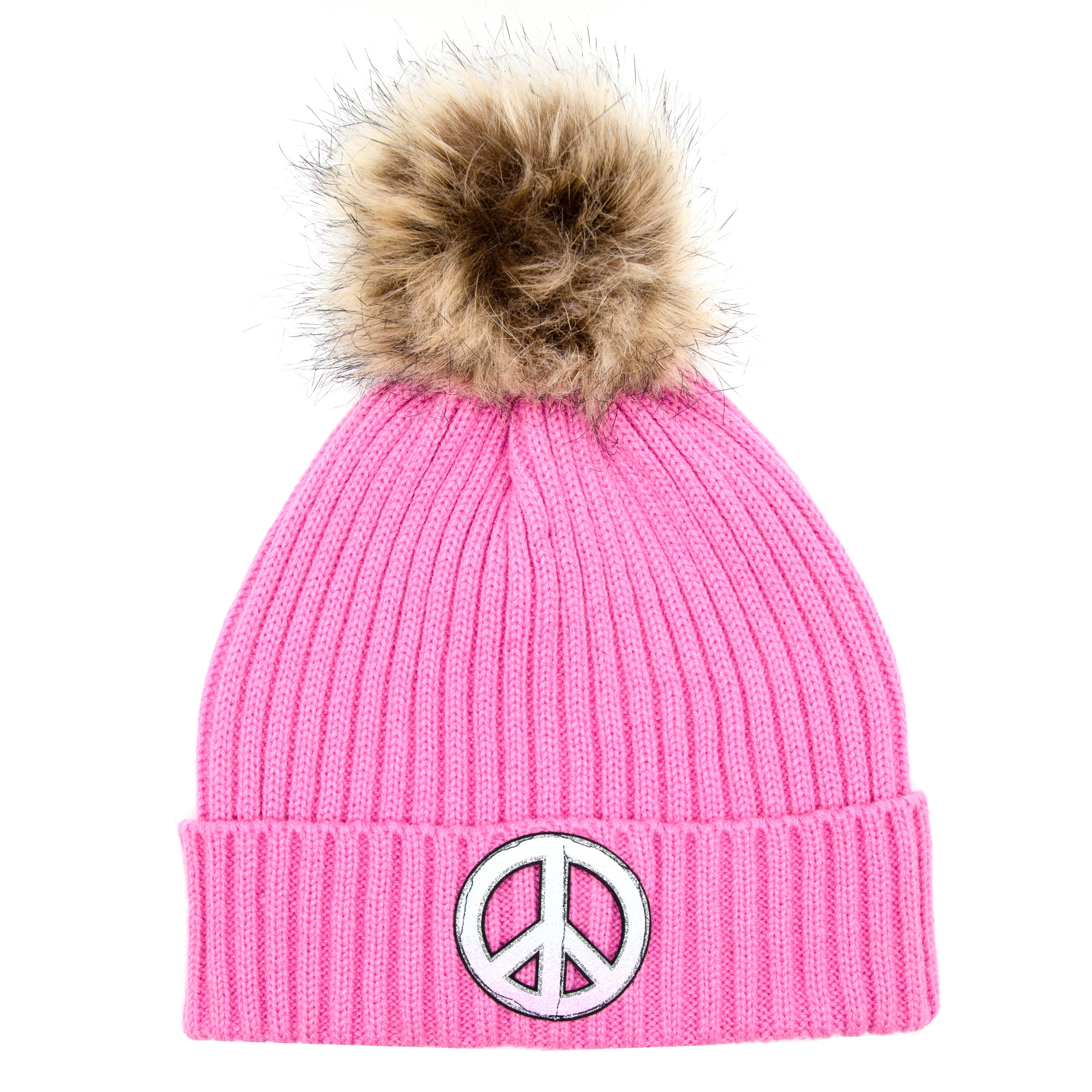 Sugar Glitter Peace Sign Pom Beanie - Denny's