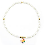 Multi Color Smiley Pearl Necklace - Denny's