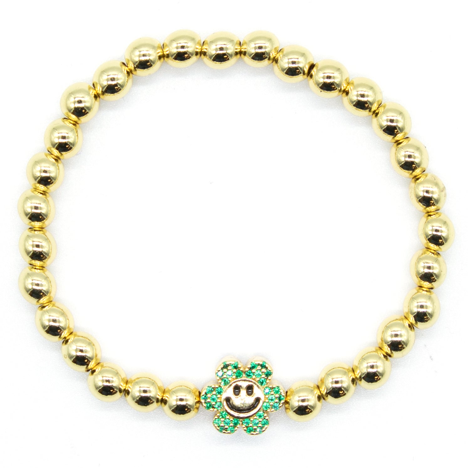 Green Daisy Gold Ball Bracelet - Denny's