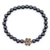Black Daisy Hematite Ball Bracelet - Denny's