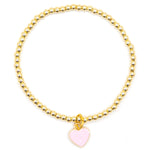Pink Enamel Heart Stretch Ball Bracelet - Denny's
