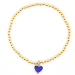 Royal Blue Enamel Heart Stretch Ball Bracelet - Denny's