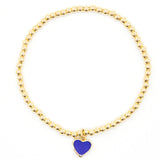 Royal Blue Enamel Heart Stretch Ball Bracelet - Denny's