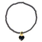 Black Enamel Heart Stretch Bracelet - Denny's
