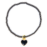 Black Enamel Heart Stretch Bracelet - Denny's