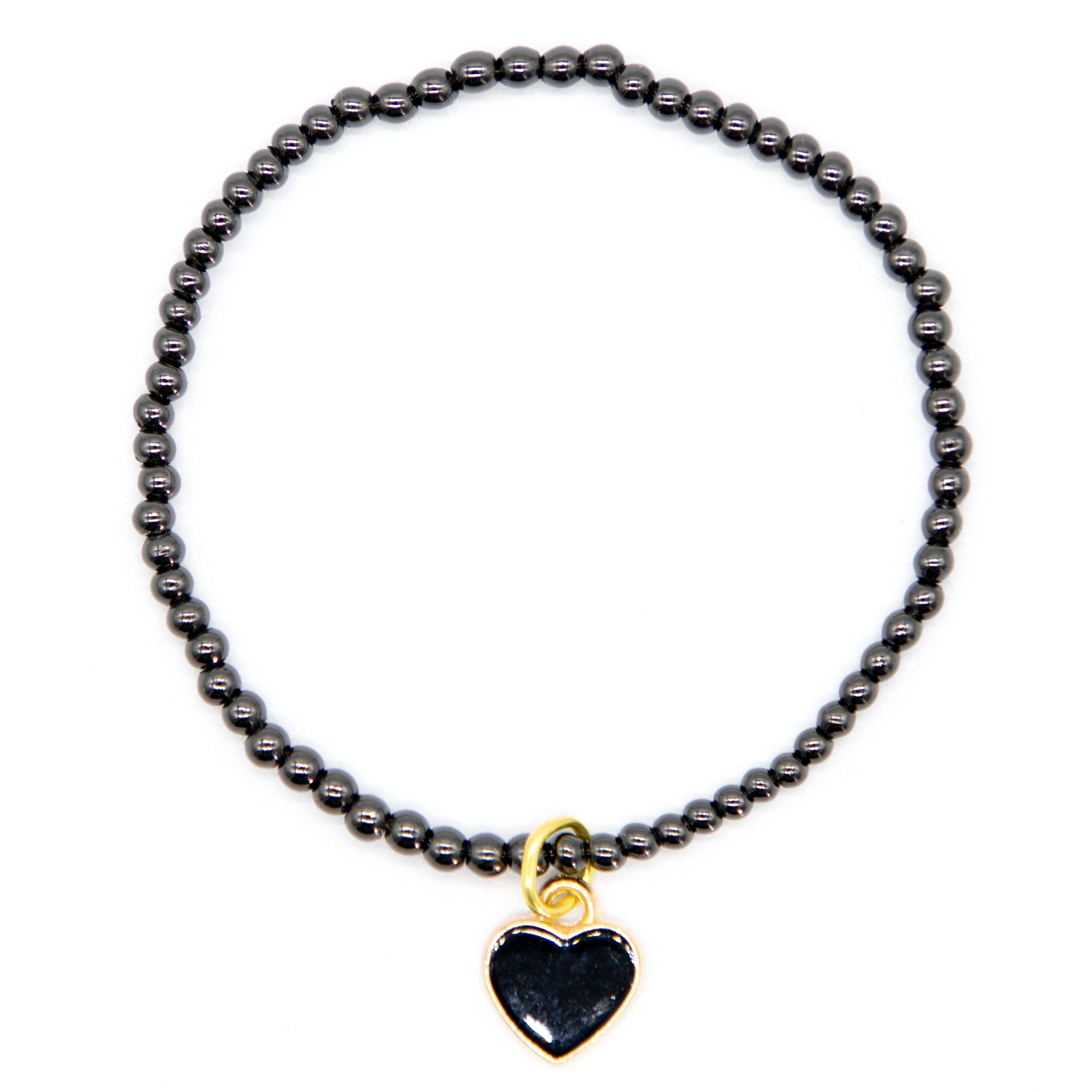 Black Enamel Heart Stretch Bracelet - Denny's