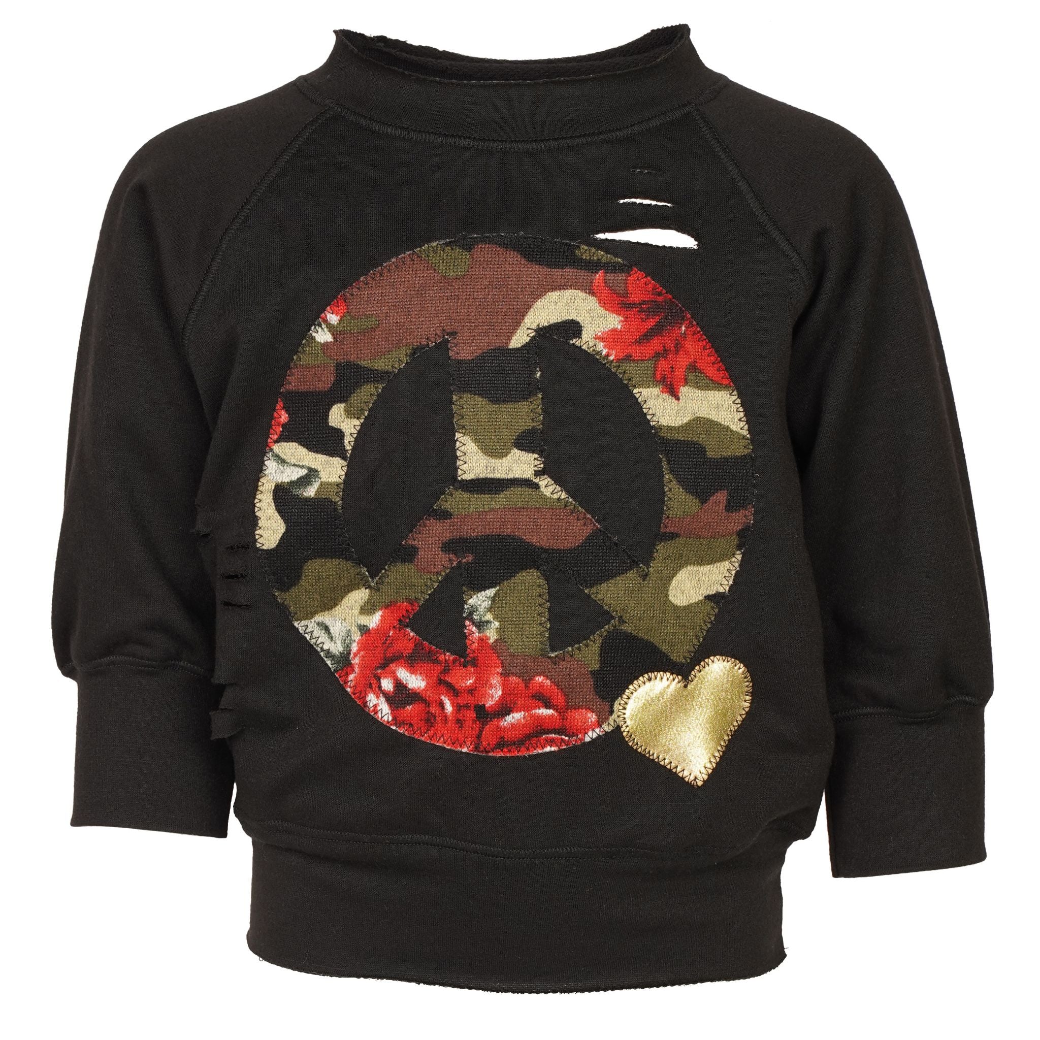 Camo Rose Peace Destructed Sweatshirt - Denny's