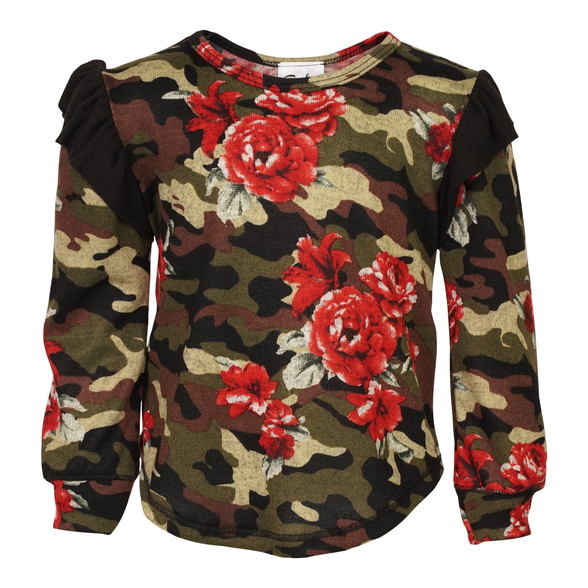 Camo Rose Ruffle Top - Denny's