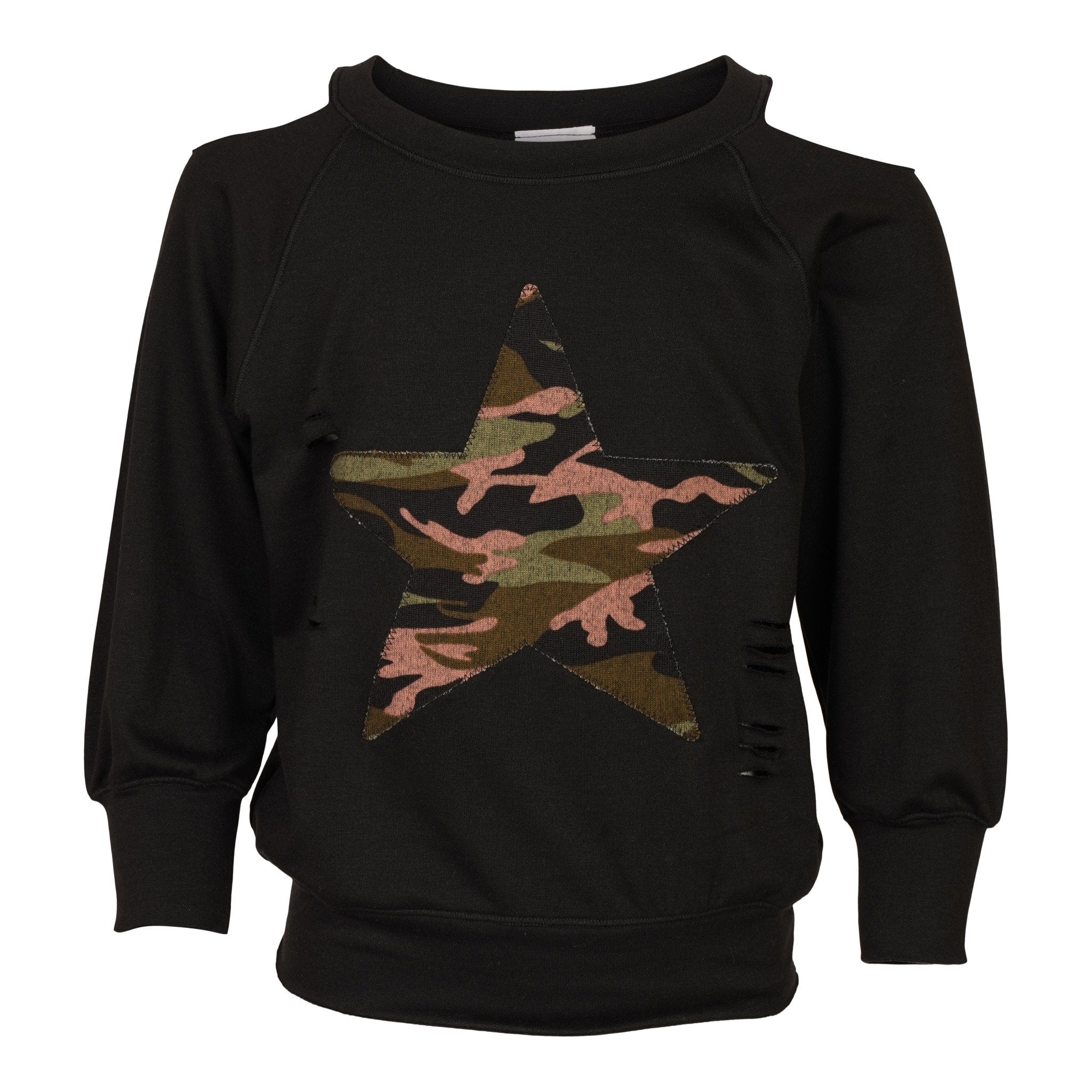 Camo Star Cold Shoulder Sweatshirt - Denny's