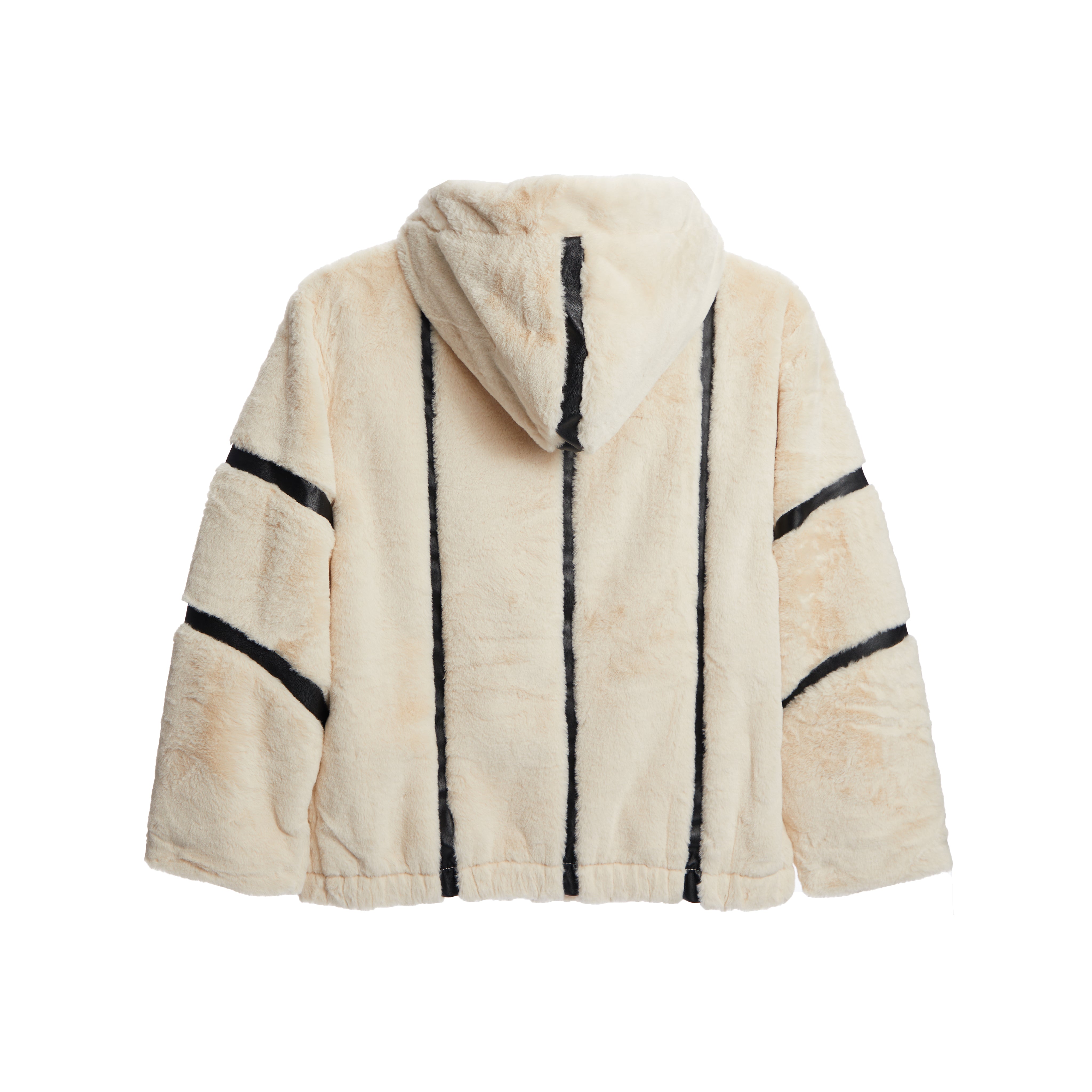 Faux Fur Leather Trim Jacket - Denny's