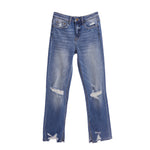 High Rise Slit Detail Ankle Straight Jean - Denny's