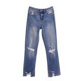 High Rise Slit Detail Ankle Straight Jean - Denny's