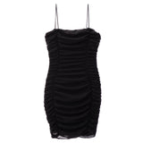 Ruched Mesh Glitter Bodycon Dress - Denny's