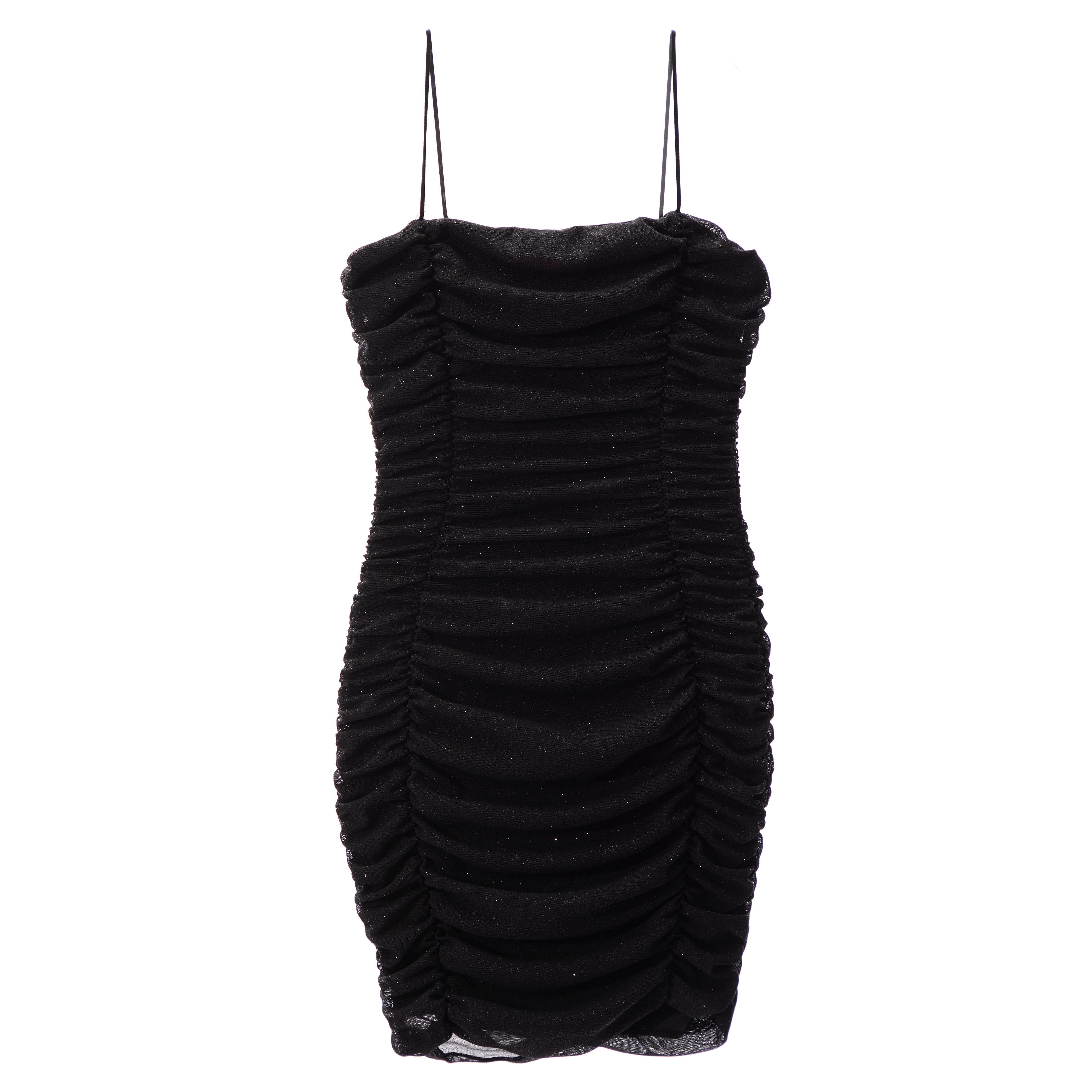 Ruched Mesh Glitter Bodycon Dress - Denny's