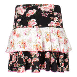 Black & Ivory Mixed Floral Ruffle Skirt - Denny's