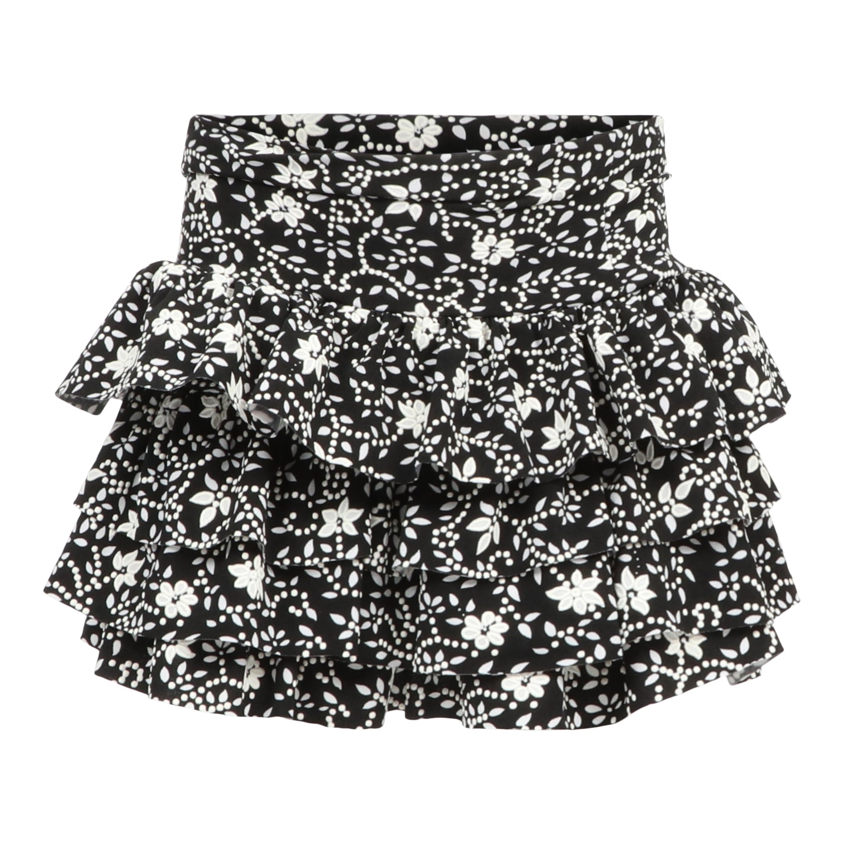 White Floral Ruffle Skirt - Denny's