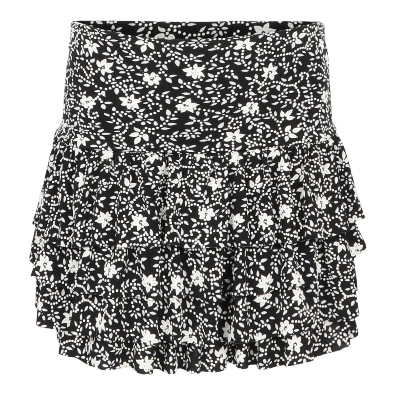 White Floral Ruffle Skirt - Denny's