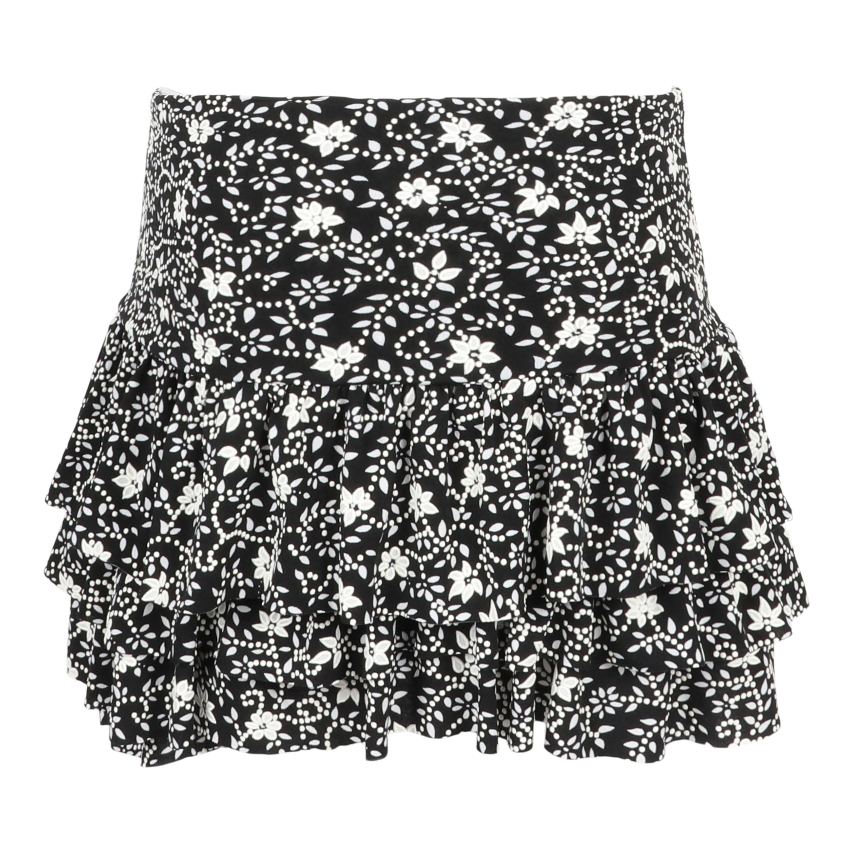 White Floral Ruffle Skirt - Denny's