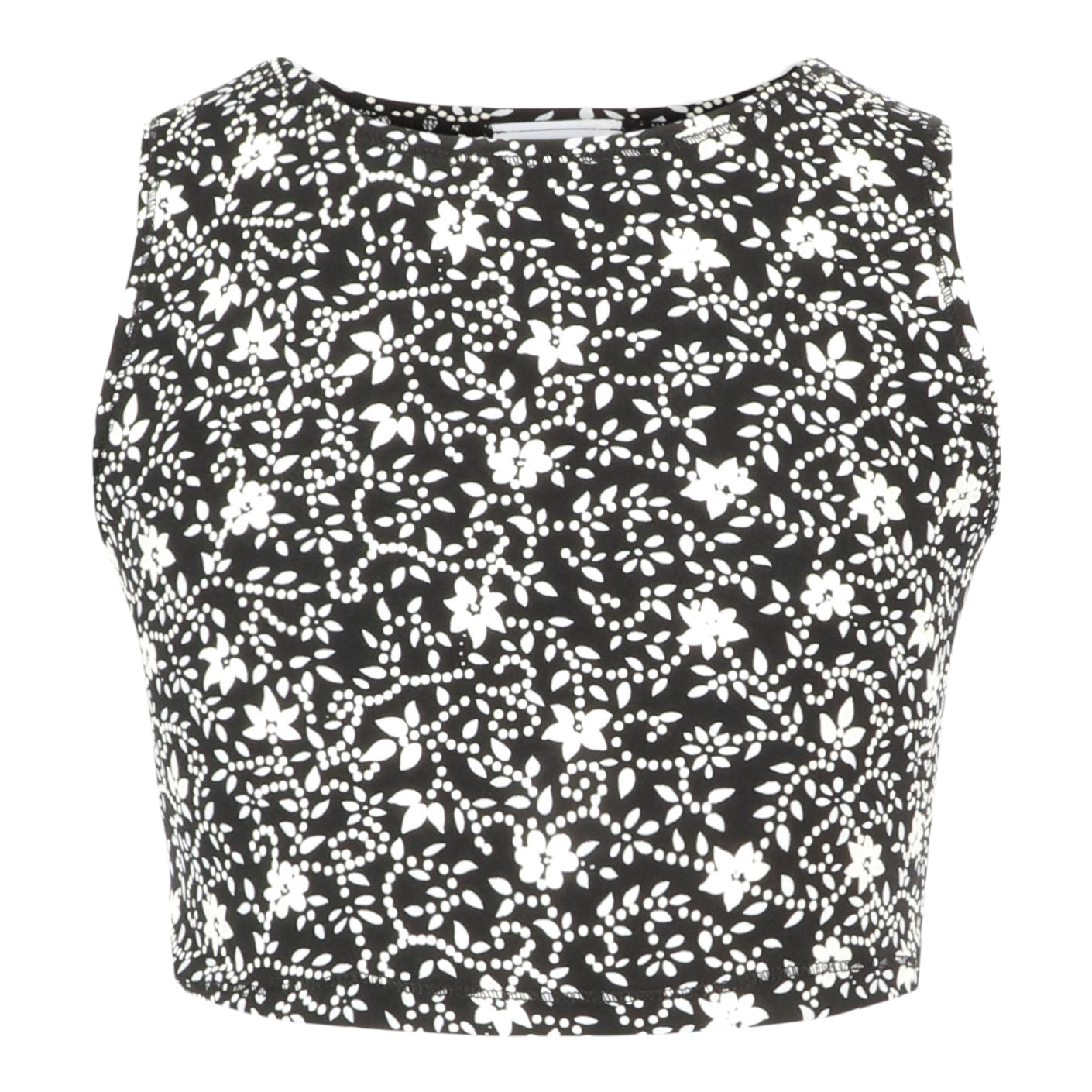 White Floral Crop Tank - Denny's