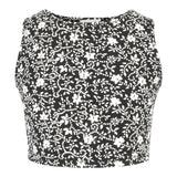 White Floral Crop Tank - Denny's