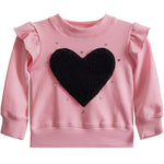 Black Sherpa Heart Ruffle Sweatshirt - Denny's