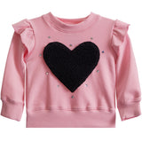 Black Sherpa Heart Ruffle Sweatshirt - Denny's