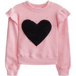 Black Sherpa Heart Ruffle Sweatshirt - Denny's