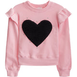 Black Sherpa Heart Ruffle Sweatshirt - Denny's