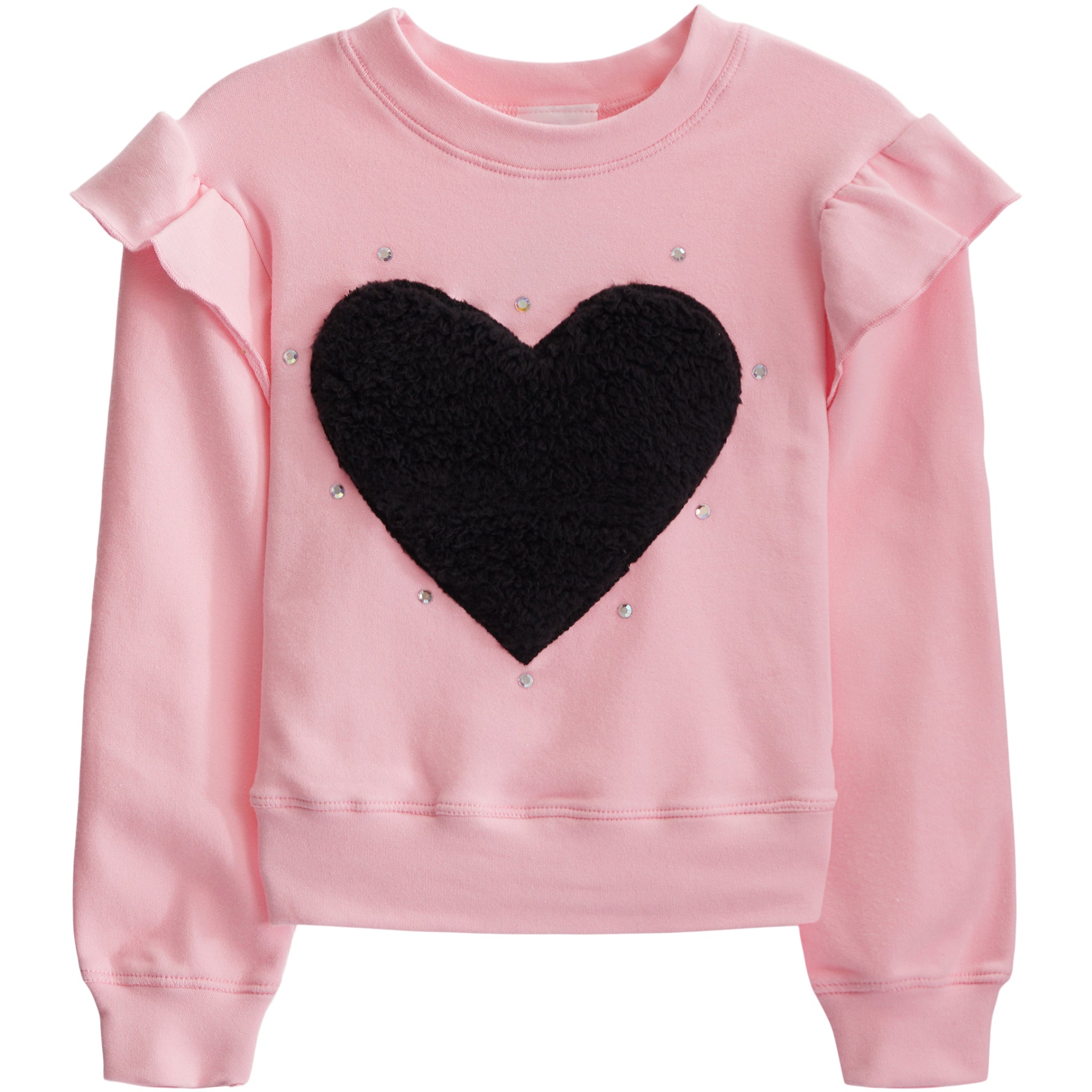 Black Sherpa Heart Ruffle Sweatshirt - Denny's
