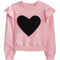 Black Sherpa Heart Ruffle Sweatshirt - Denny's