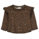 Rhinestone Leopard Ruffle Top - Denny's