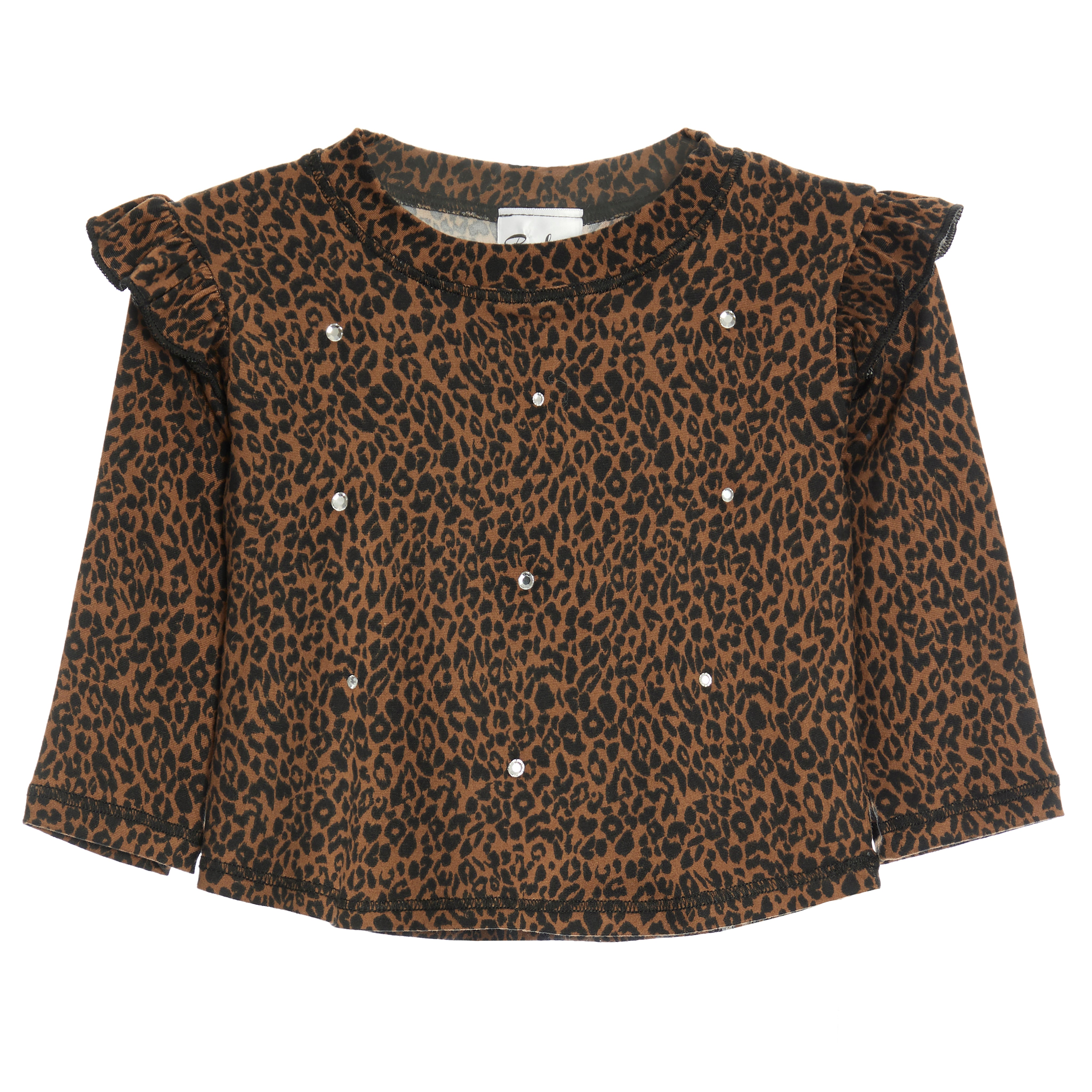 Rhinestone Leopard Ruffle Top - Denny's