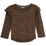 Rhinestone Leopard Ruffle Top - Denny's