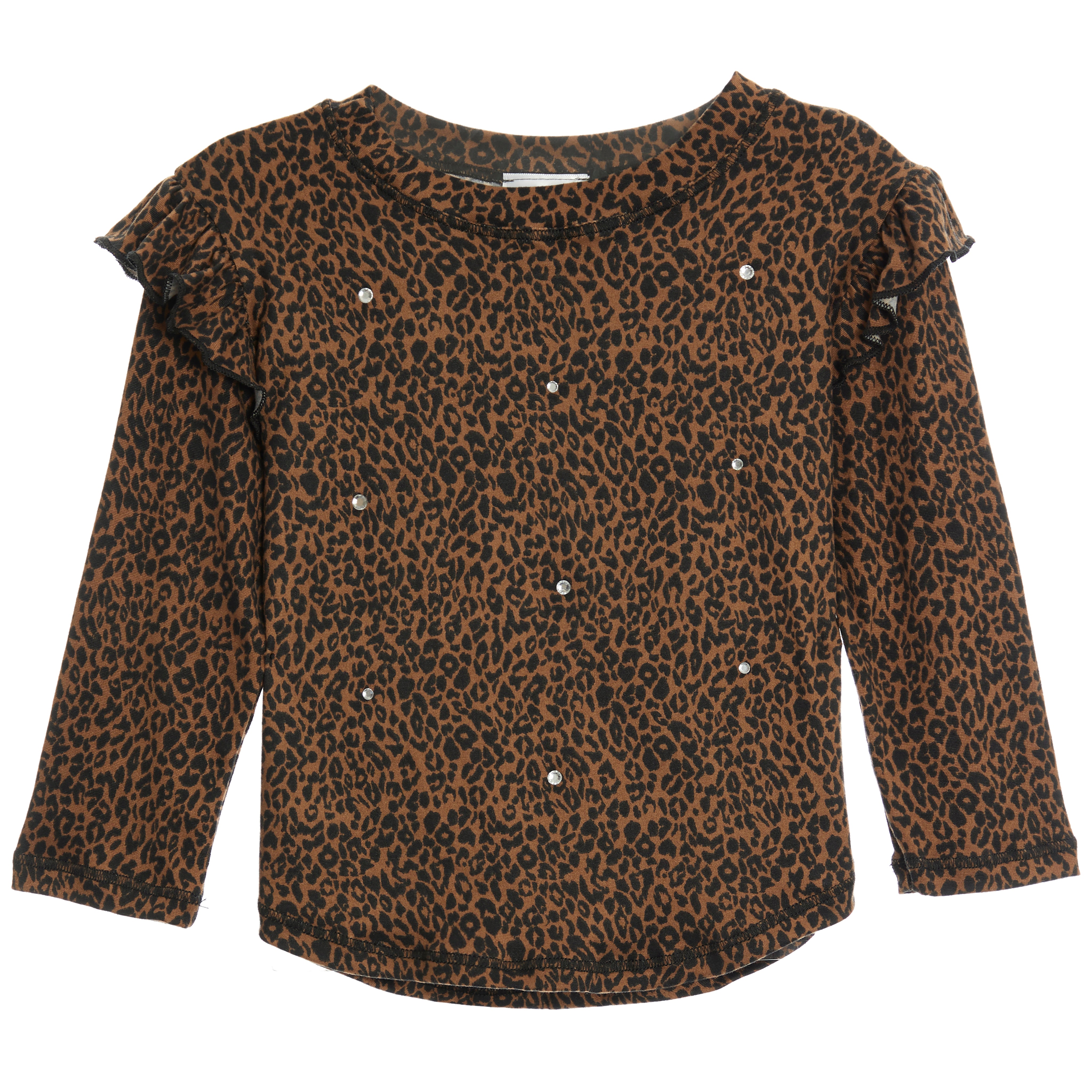 Rhinestone Leopard Ruffle Top - Denny's