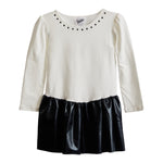 Back Bow Faux Leather Bottom Dress - Denny's