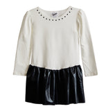 Back Bow Faux Leather Bottom Dress - Denny's