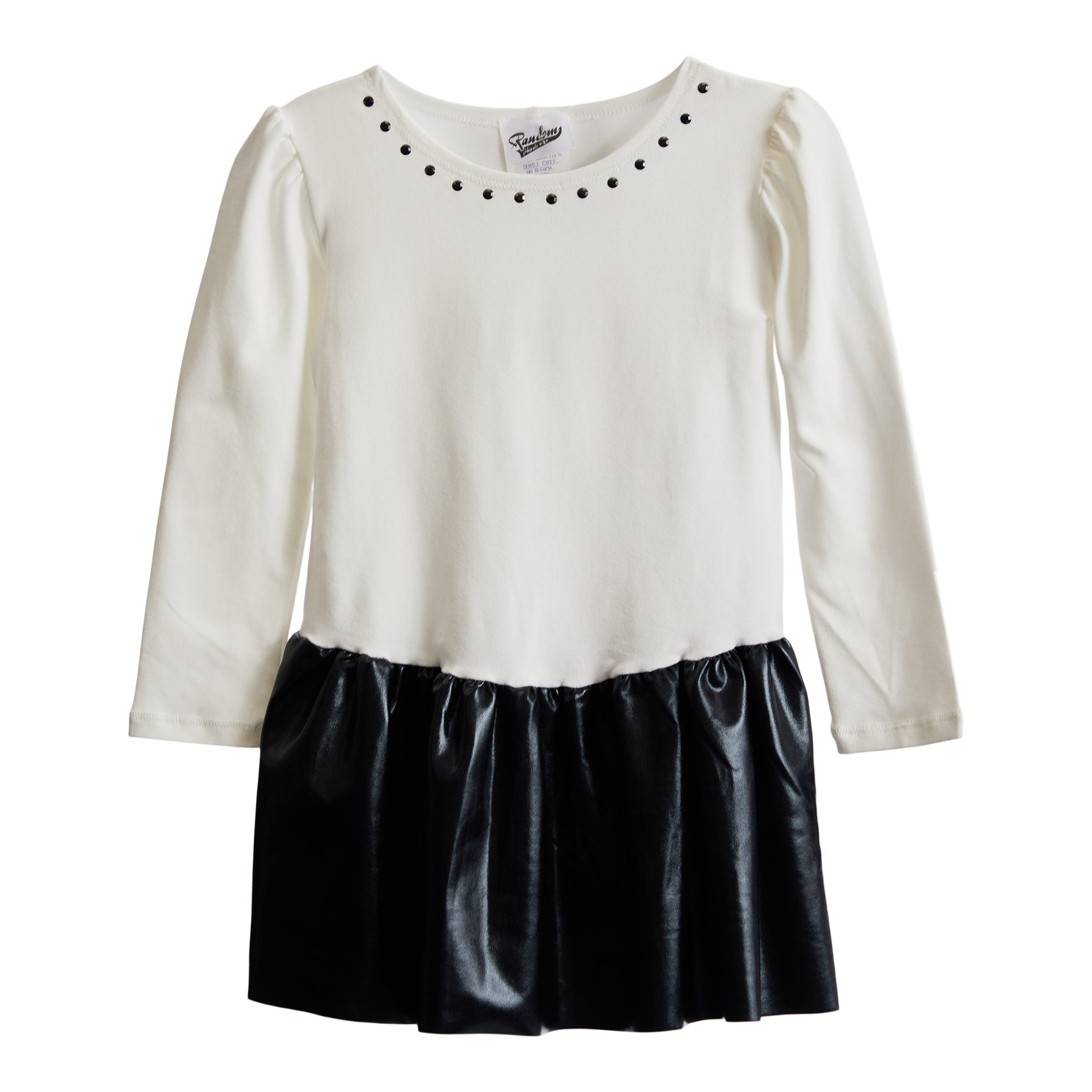 Back Bow Faux Leather Bottom Dress - Denny's