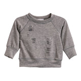 Plaid Elbow Patch Ripped Sweatshirt - Denny's