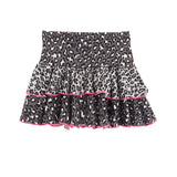 Pink Stitching Tiered Ruffle Leopard Skirt - Denny's
