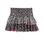 Pink Stitching Tiered Ruffle Leopard Skirt - Denny's