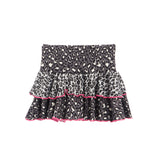 Pink Stitching Tiered Ruffle Leopard Skirt - Denny's